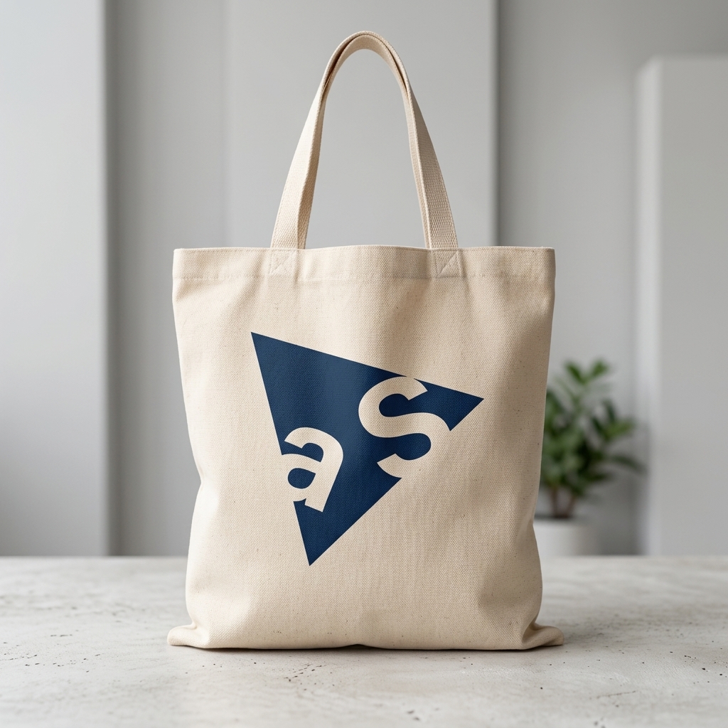 Saco de pano cru com o triângulo da Sineira estampado a azul